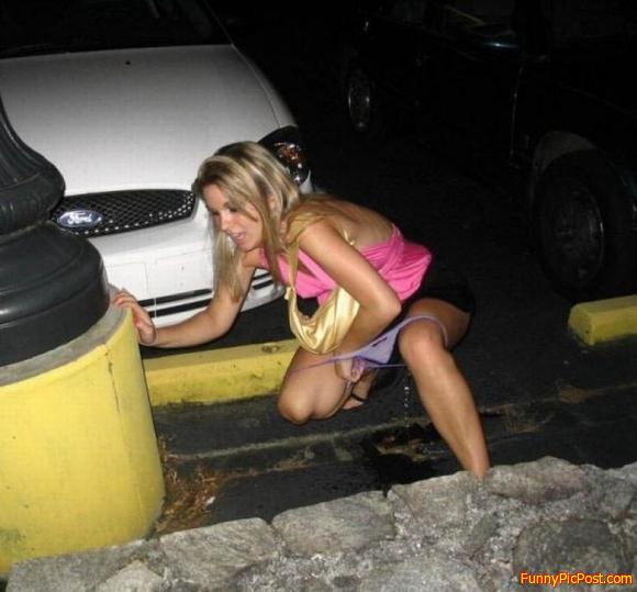 Marking her parking spot.