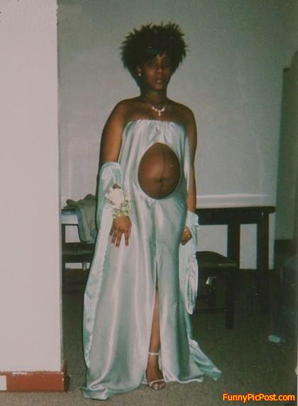 This  is  a  pregnant  bride ....... in  black  an