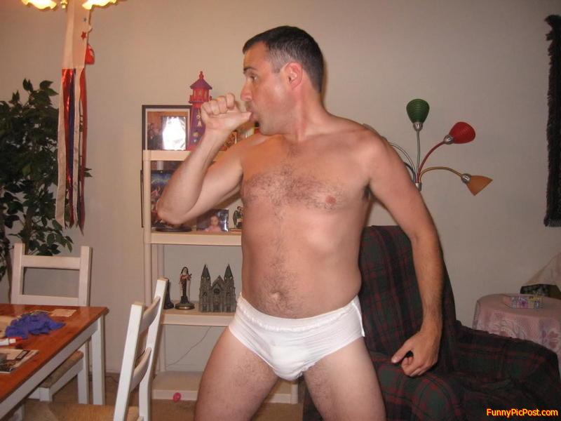 Man In Diaper Sucking His Thumb